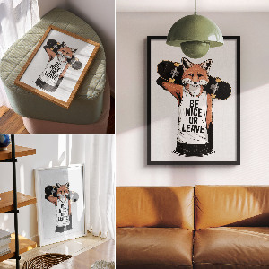 Wydruk na płótnie Lis z deskorolką