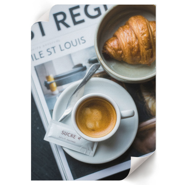 Dekoracyjny plakat ścienny Kawa i rogalik