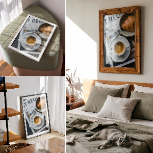 Dekoracyjny plakat ścienny Kawa i rogalik