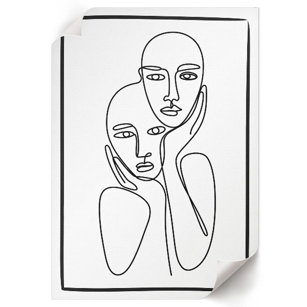 Dekoracyjny plakat ścienny Twarze liniowe