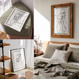 Dekoracyjny plakat ścienny Twarze liniowe