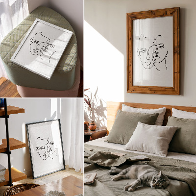 Grafika na ścianę Line art twarzy