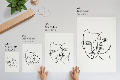 Grafika na ścianę Line art twarzy