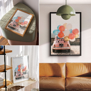 Grafika na ścianę Samochód i balony