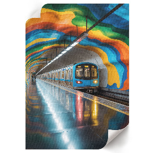 Dekoracyjny plakat ścienny Metro i tęcza