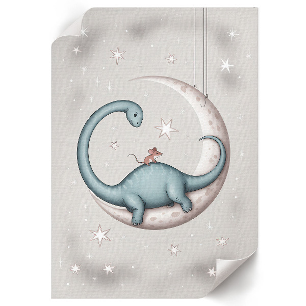 Plakat na ścianę Dinozaur na księżycu