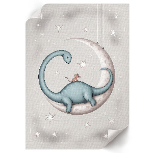 Plakat na ścianę Dinozaur na księżycu