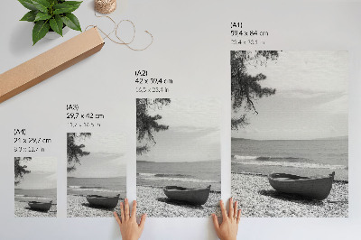 Plakat premium Plaża i łódź