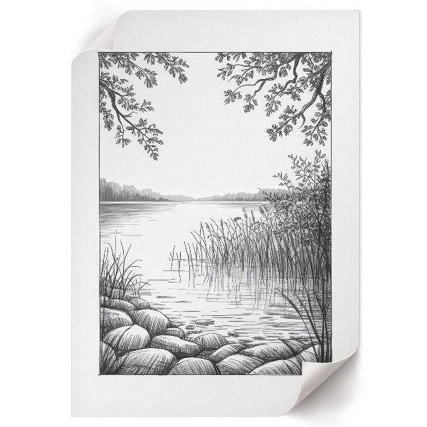 Dekoracyjny plakat ścienny Szkic jeziora