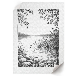 Dekoracyjny plakat ścienny Szkic jeziora