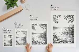 Dekoracyjny plakat ścienny Szkic jeziora