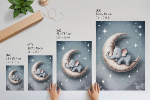 Dekoracyjny plakat ścienny Słoń i księżyc