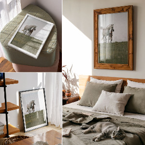 Plakat premium Konie na łące