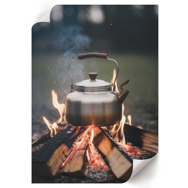 Wydruk na płótnie Czajnik na ognisku