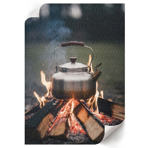 Wydruk na płótnie Czajnik na ognisku