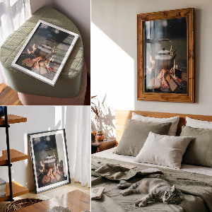 Wydruk na płótnie Czajnik na ognisku