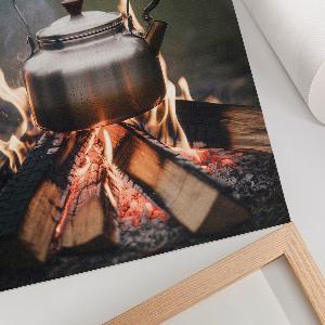 Wydruk na płótnie Czajnik na ognisku