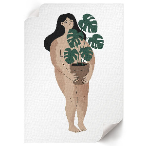 Plakat premium Kobieta z rośliną