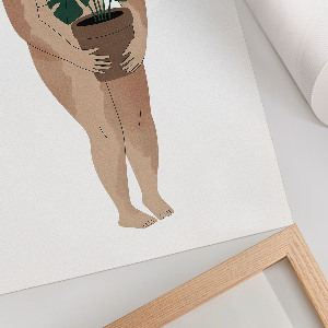 Plakat premium Kobieta z rośliną