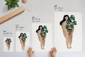 Plakat premium Kobieta z rośliną