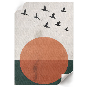 Dekoracyjny plakat ścienny Ptaki i słońce