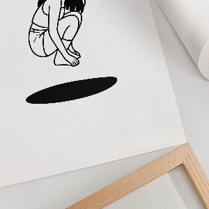 Wydruk na płótnie Kobieta nad dziurą