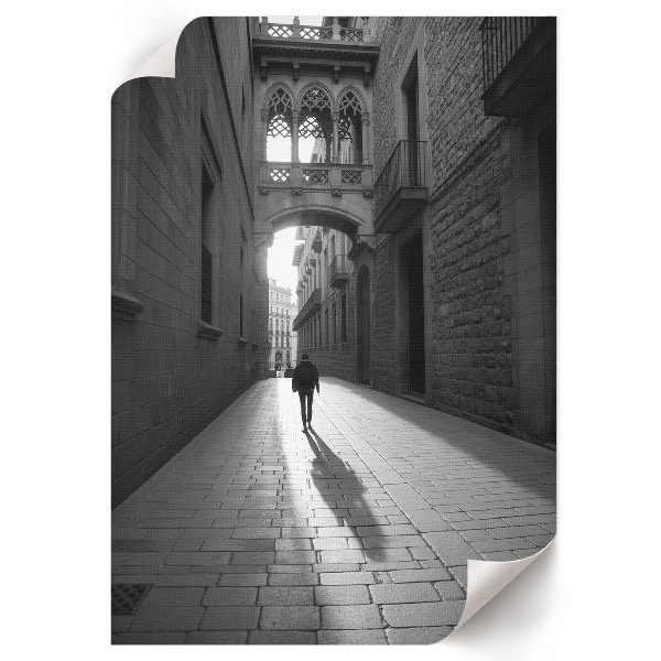 Dekoracyjny plakat ścienny Czarno-biała uliczka