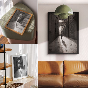 Dekoracyjny plakat ścienny Czarno-biała uliczka