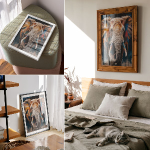 Wydruk na płótnie Słoń w barwach