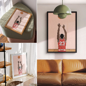Plakat premium z motywem koszykarza numer 23