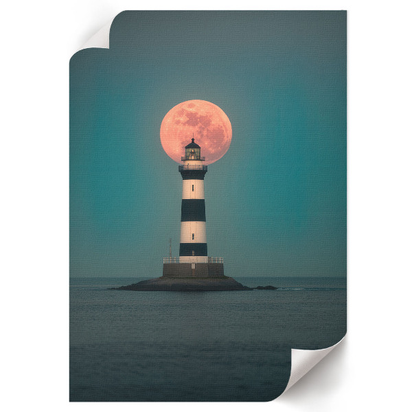 Wydruk na płótnie Latarnia morska i księżyc