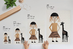 Plakat premium Dziewczyna z żyrafą