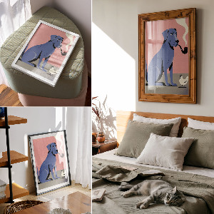 Plakat premium Pies i kura