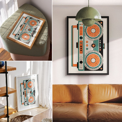 Dekoracyjny plakat ścienny Boombox retro