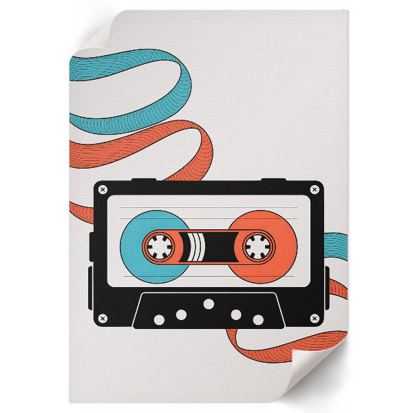 Grafika na ścianę przedstawiająca kasetę w stylu retro