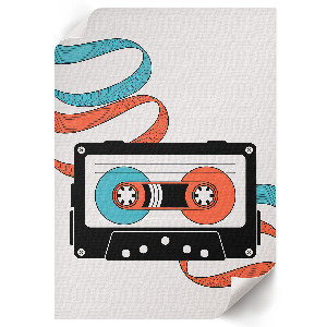 Grafika na ścianę przedstawiająca kasetę w stylu retro