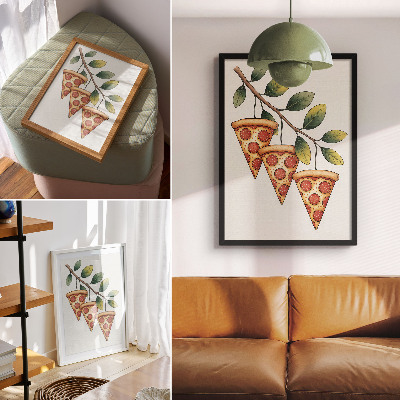 Plakat premium Pizza na gałęzi