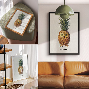 Grafika na ścianę Sowa-ananas
