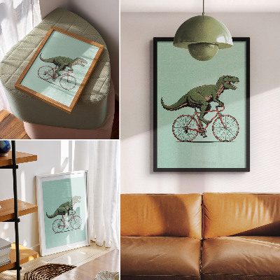 Grafika na ścianę Dinozaur na rowerze
