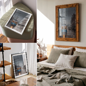 Plakat premium Niebieski tramwaj