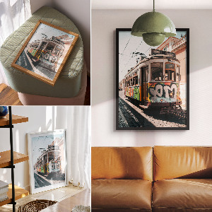 Dekoracyjny plakat ścienny Tramwaj graffity