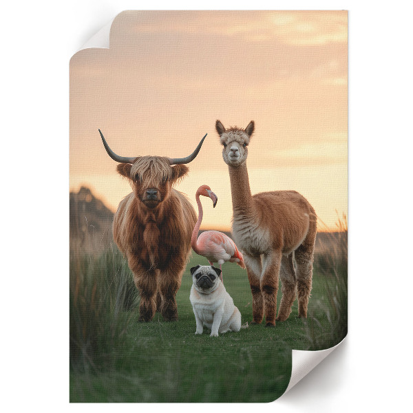 Grafika na ścianę Zwierzęta razem