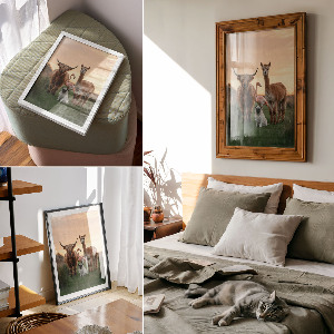 Grafika na ścianę Zwierzęta razem