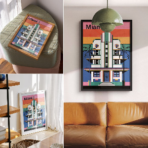 Dekoracyjny plakat ścienny Art deco Miami