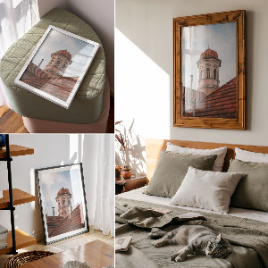 Wydruk na płótnie Wieża i dach