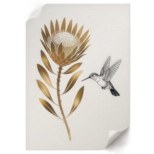 Plakat premium Koliber i kwiat