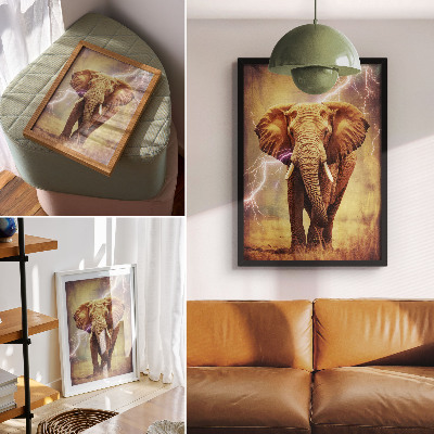 Plakat premium Słoń z błyskawicam