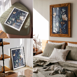 Dekoracyjny plakat ścienny Kwiaty i liście