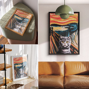 Wydruk na płótnie Krzyk i kot