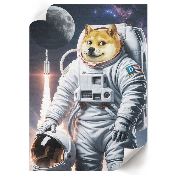 Grafika na ścianę z motywem psa astronauty